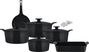 طقم قدور اكستريما جرانيت نيو فلام، 10 قطعة، مسكات يد إضافية - اسود product image 2