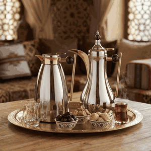 طقم ترامس ألاء السيف غاليري، 1 /1لتر، قطعتين، حافظة داخلية زجاج حراري، يد رخامي كحلي، ضغاط - فضي product image 2