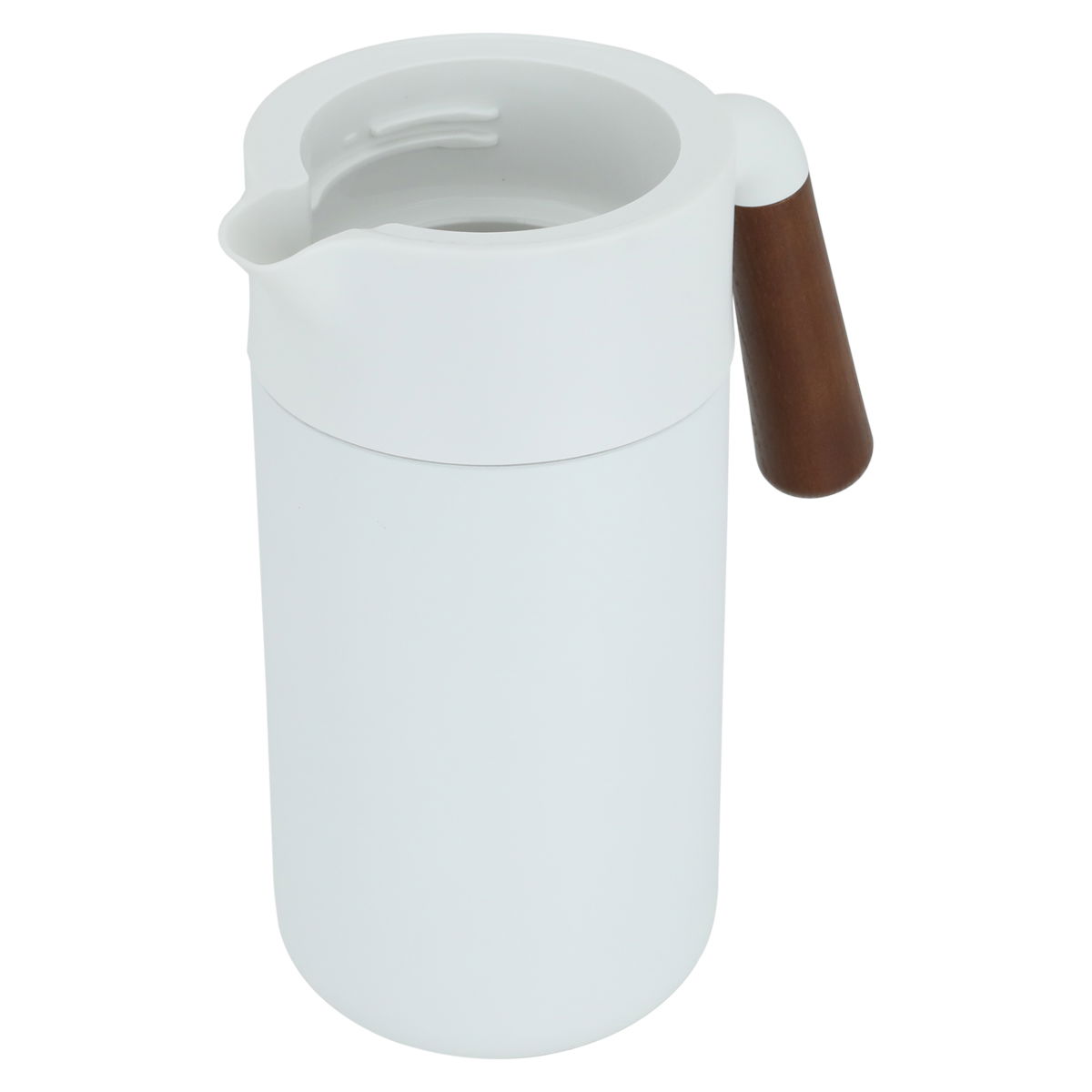 Timeless Tara Thermos, 1.2 litres, wooden handle, compressor, steel inner container, steel outer body - white product image 3