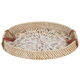 Al Saif Gallery wicker tofareya, 35 x 25 x 4 cm, seashell pattern, leather handle - beige product image 2