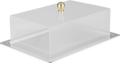 صحن تقديم استيل السيف غاليري، 32x23x10 سم، غطاء اكريلك، مستطيل - فضي شفاف product image 1