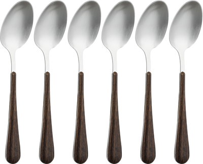 طقم ملاعق ستانلس استيل السيف غاليري، 6 قطع - فضي خشبي product image 1