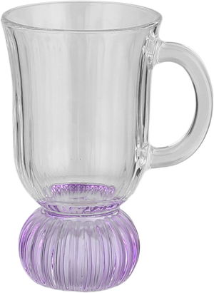 Al Saif Gallery Glass Cup Set, 6 Pieces, Mauve Base, Handle - Clear Mauve product image 2