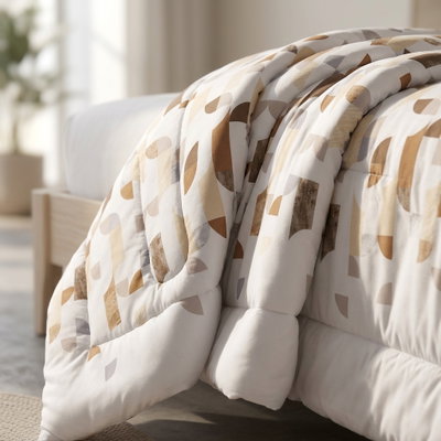 طقم لحاف ساليرنو مايكروفايبر، 240x260 سم، نفرين، 9 قطع - ابيض بيج product image 3