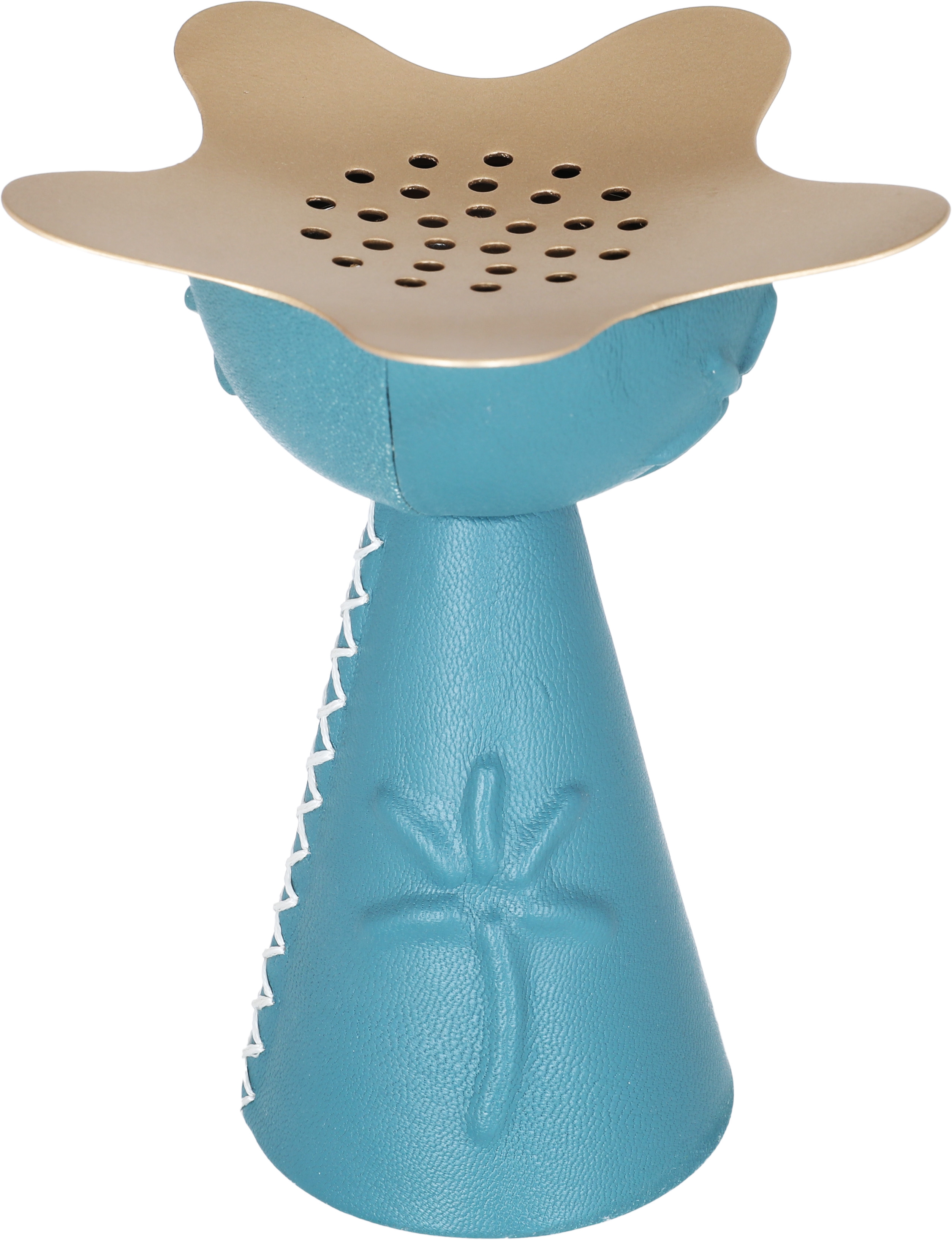 Al Saif Gallery steel incense burner, 17.5 x 13.5 x 13.5 cm, round, wooded pattern - blue product image 2