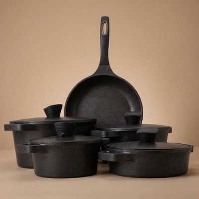 طقم قدور جرانيت السيف غاليري، 9 قطع - أسود product image 1