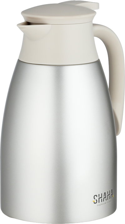 Shaha Thermos, Stainless Steel Inner Container, 1.5 Liter, Push-Button - Matte Silver Cream product image 3