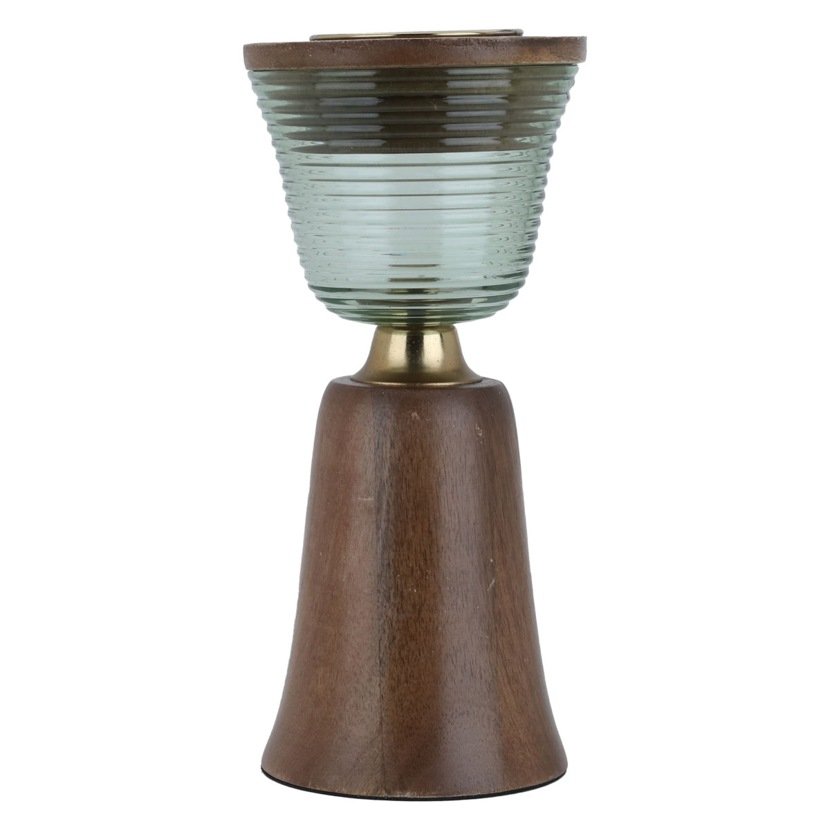 Al saif Gallery Glass Incense Burner with Wooden Base, 12x12x25 cm - Brown product image 1