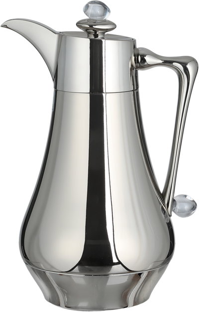 Al Saif Gallery Al Dana 2 Thermos Set, 1/1 Liter, 2 Pieces, Glass Inner Container, Stainless Steel Outer Body, Push Button - Transparent Shiny Silver product image 7
