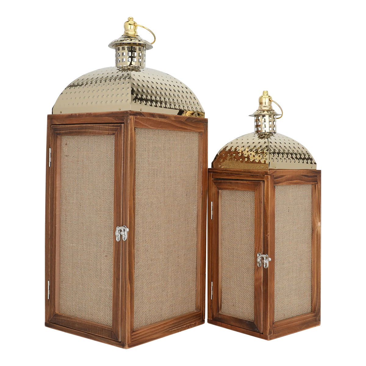 طقم فوانيس خشبي السيف غاليري، 2 قطعة - بني product image 1