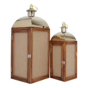 طقم فوانيس خشبي السيف غاليري، 2 قطعة - بني product image 1