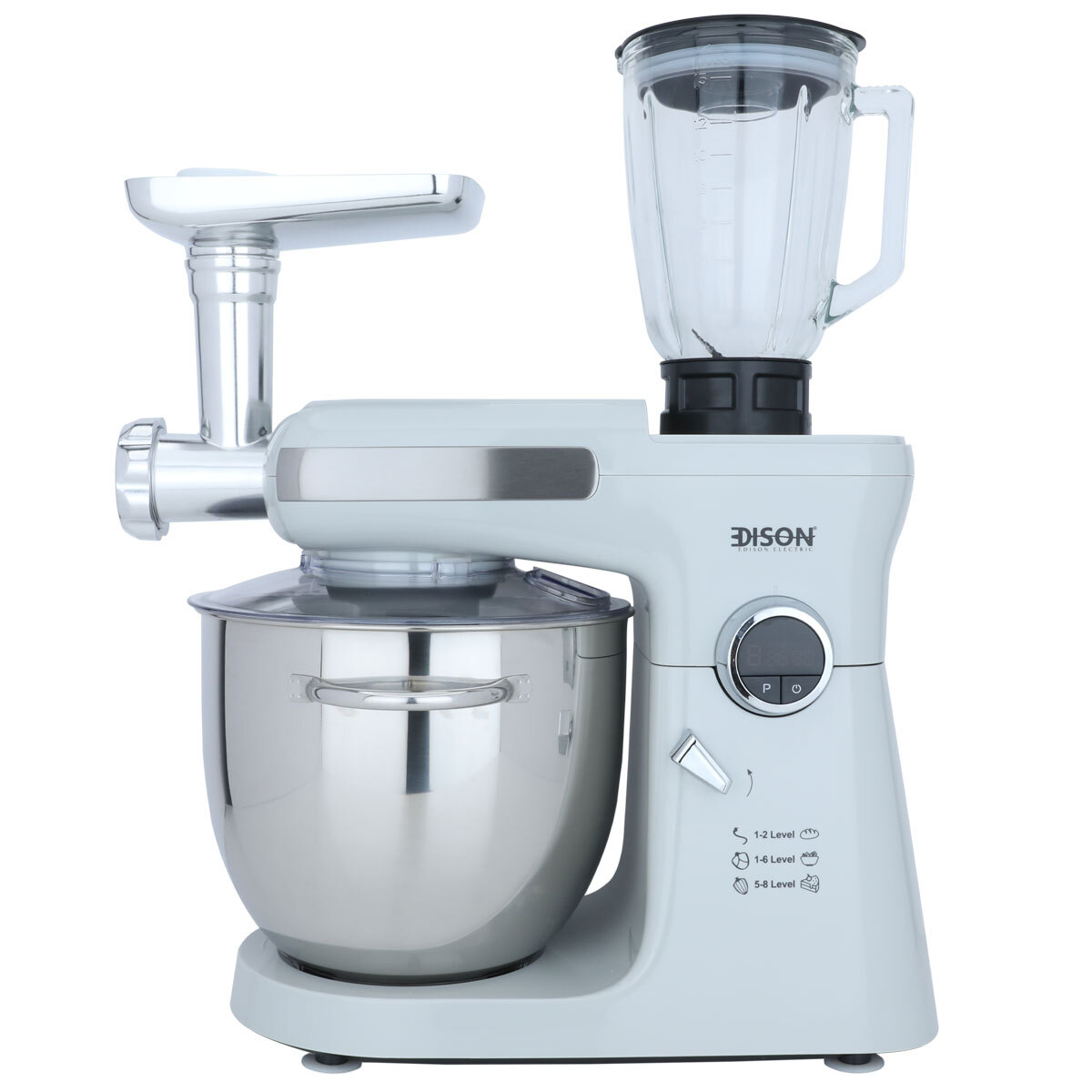 Electric stand mixer, 4 in 1, Steel Edison, 2000 Watt, 10 Liter, 8 speeds, FM162 - Gray product image