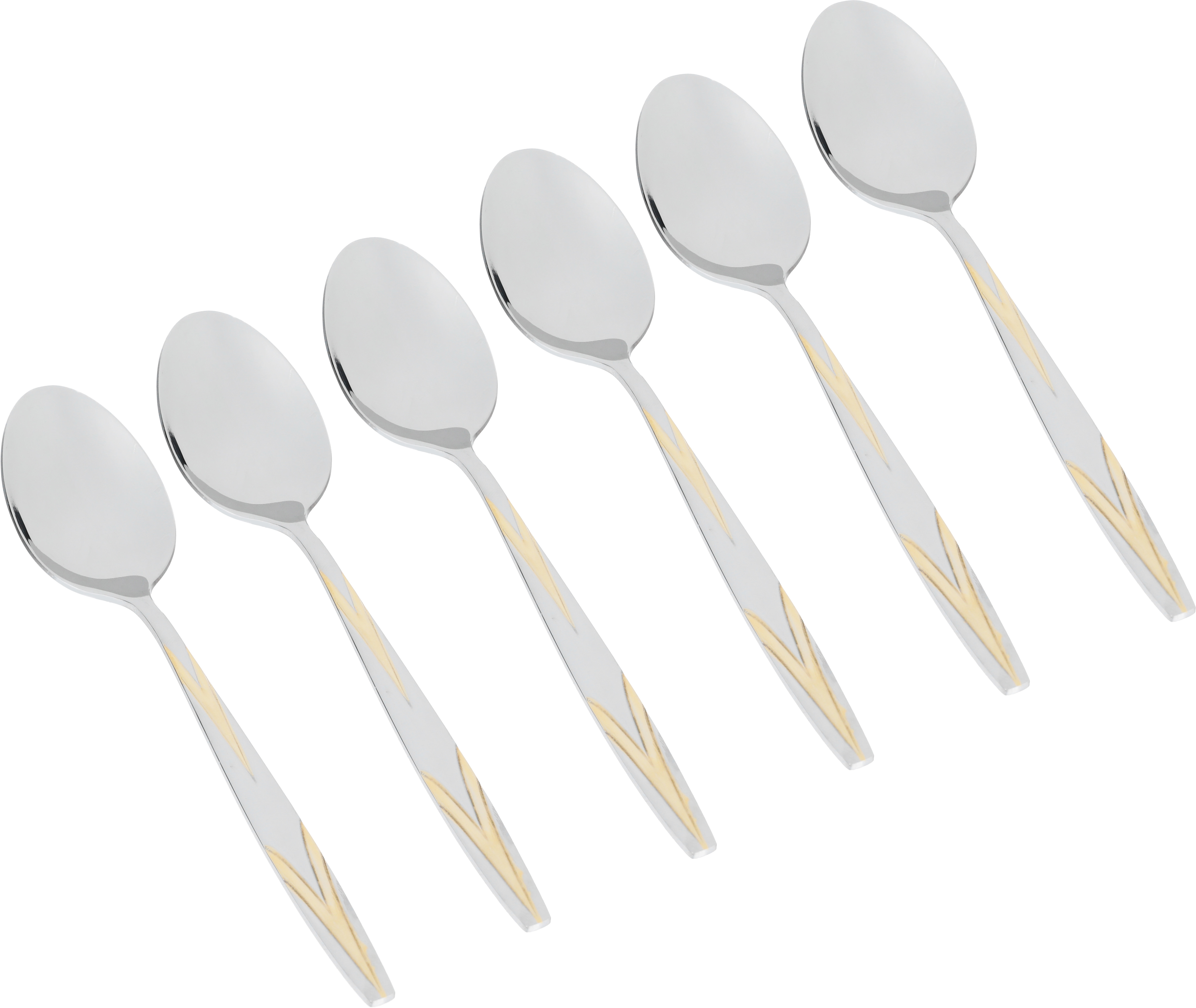 Al Saif Gallery stainless steel eating spoon set, 6 pieces - silver and gold product image