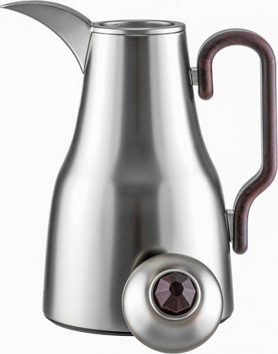 Al Saif Gallery Abq Thermos Set, 1/0.7 Liter, Glass Inner Material, 3 Pieces, Tofriya, Wooden Handle - Transparent Silver product image 7
