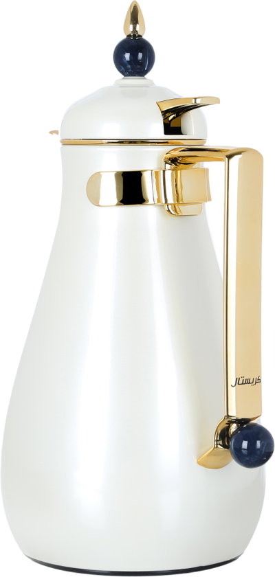 Al Saif Gallery Crystal Thermos Set, 1/0.7 litre, tofaria, thermal glass inner container, steel outer shell - pearl gold product image 9