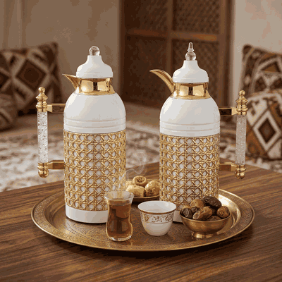 طقم ترامس سارة السيف غاليري، 1/1 لتر، يد كريستال، حافظة داخلية زجاج حراري، هيكل خارجي استيل - لؤلؤي product image 2