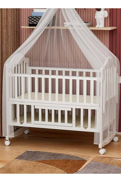 سرير اطفال خشب الصنوبر فان مومنت، 130×70 سم، مع مساحة تخزين - ابيض product image 3