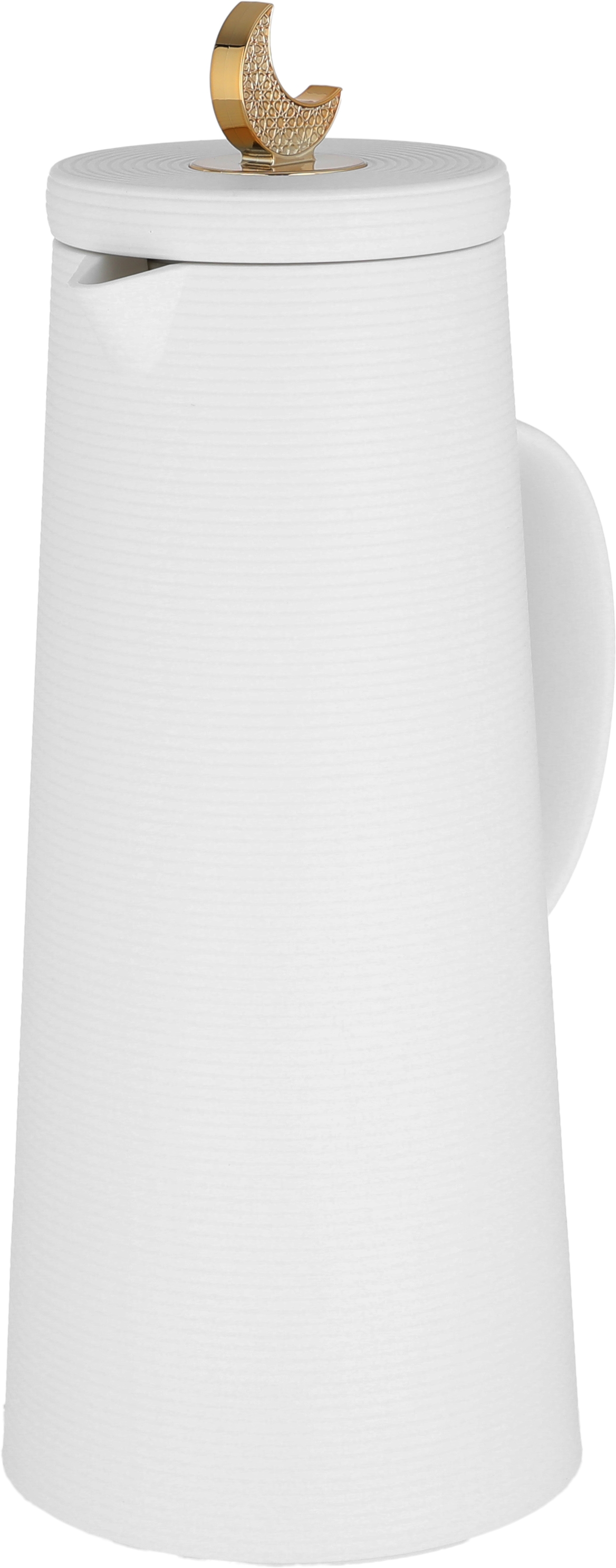 Al Saif Gallery Royal 8 thermos crescent lid, 1 liter, glass inner container, plastic outer shell - white product image 3
