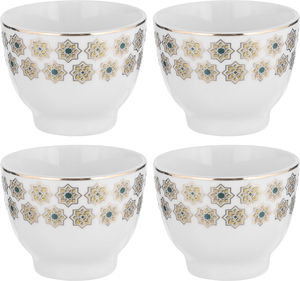 طقم فناجين قهوة عربي بورسلان السيف غاليري، نقش ذهبي بأخضر، 6 قطع - أبيض product image