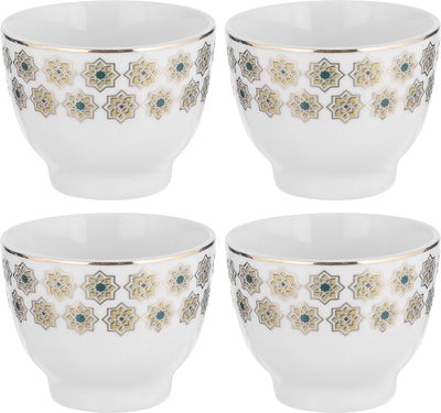 Al Saif Gallery porcelain Arabic coffee cups set, gold and green pattern, 6 pieces - white product image 1
