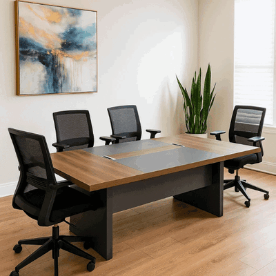 طاولة اجتماعات خشب MDF، 75×320×120 سم - بني رمادي product image 1