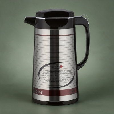 Kawasaki Thermos, 1.9 L, Glass Inner Lining, Stainless Steel Exterior - Brown/Silver product image 1
