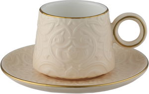 Al Saif Gallery Turkish coffee cup and saucer set, porcelain, 12 pieces, decorative - beige product image 2