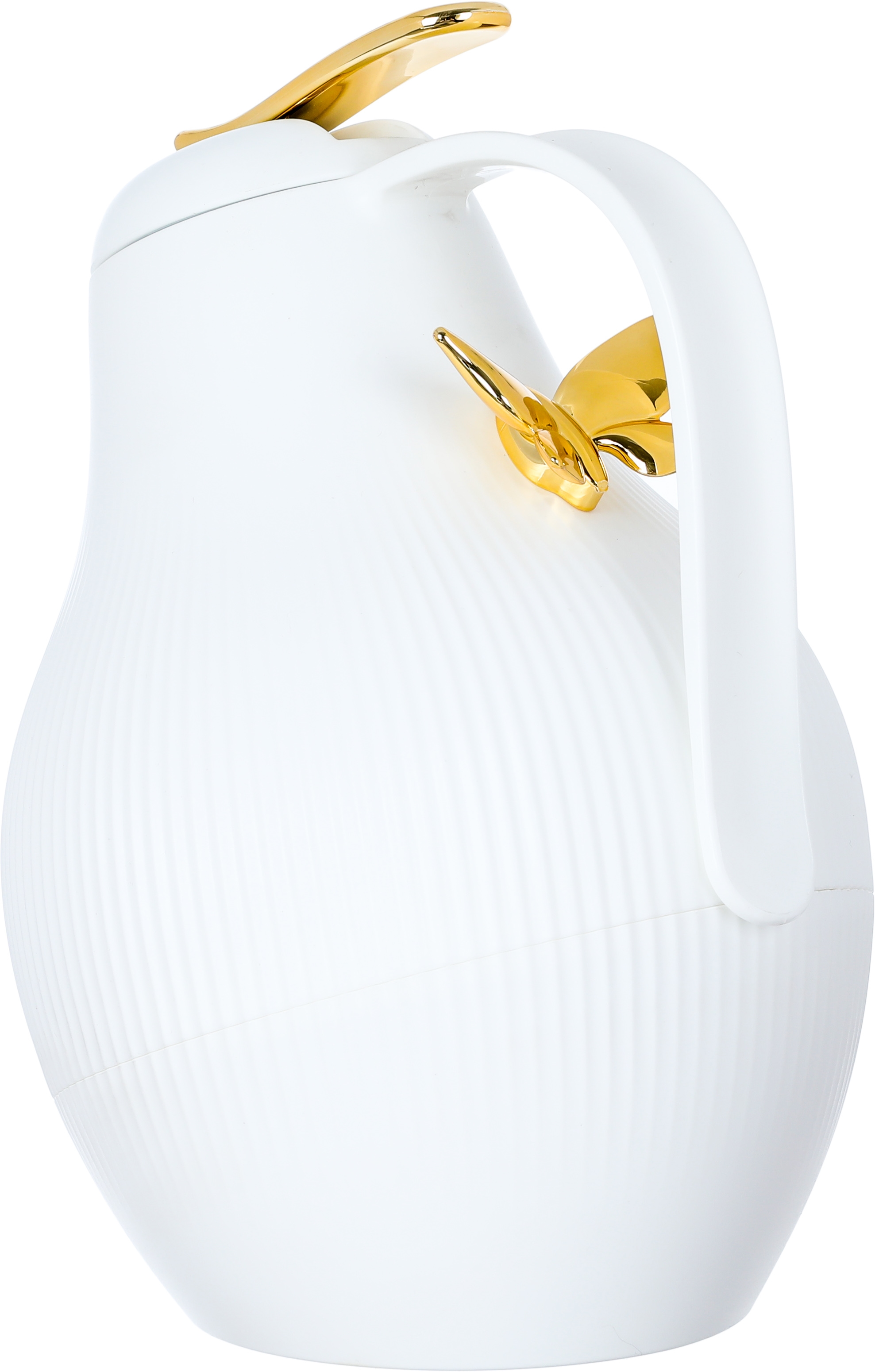 Dora Al Saif Gallery thermos, 1 liter, with golden butterfly, thermal glass inner shell, plastic outer shell - white product image 2