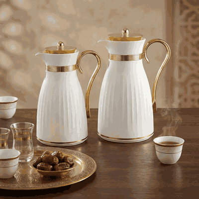 طقم ترامس دانة السيف غاليري، 0.7 / 1 لتر، حافظة داخلية زجاج حراري - ابيض product image 2