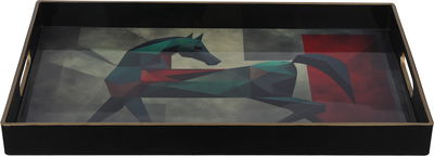 Al Saif Gallery Plastic Serving Tray Set, 2 Pieces, Horse Pattern - Multicolor product image 3