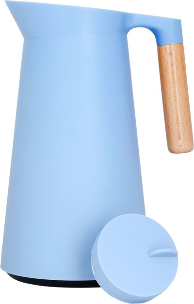 ترمس ليندا تايملس، 1 لتر، يد خشبي، حافظة داخلية زجاج حراري - سماوي فاتح product image 5