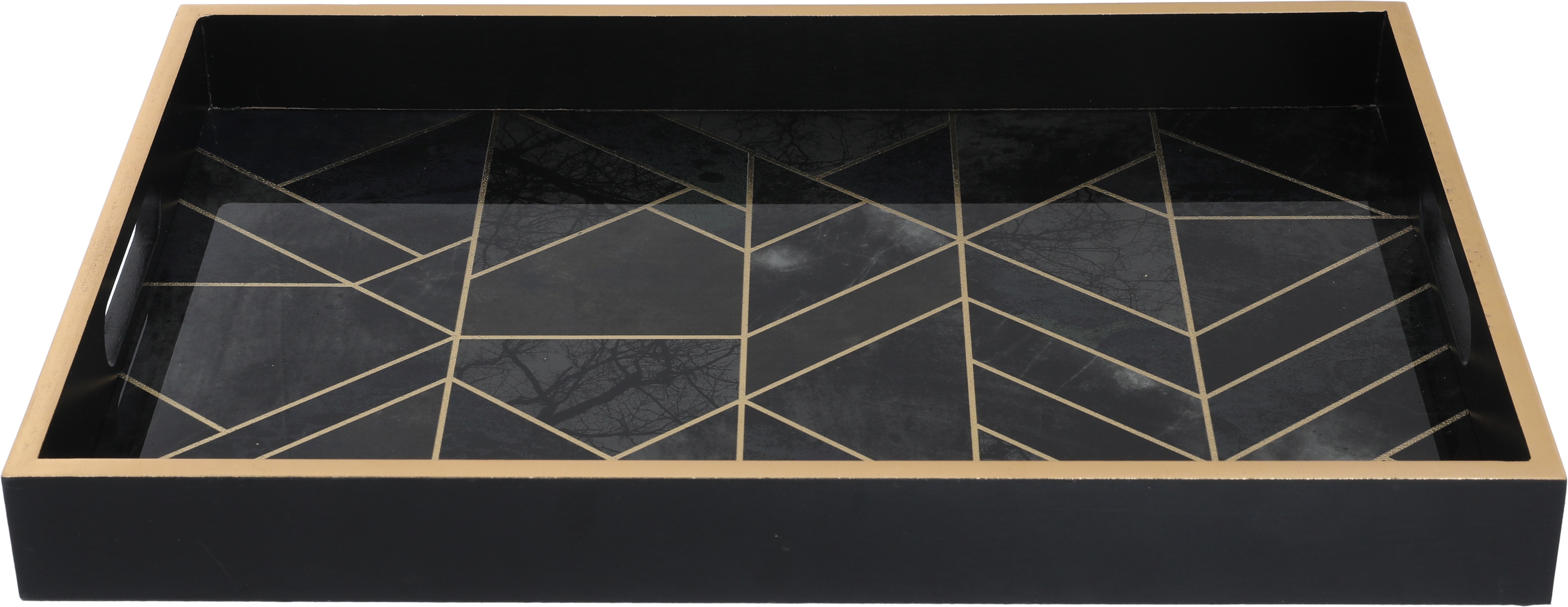 Saif Gallery Wooden Serving Bowl, 46x30x5.5 cm, Rectangular - Black product image 1