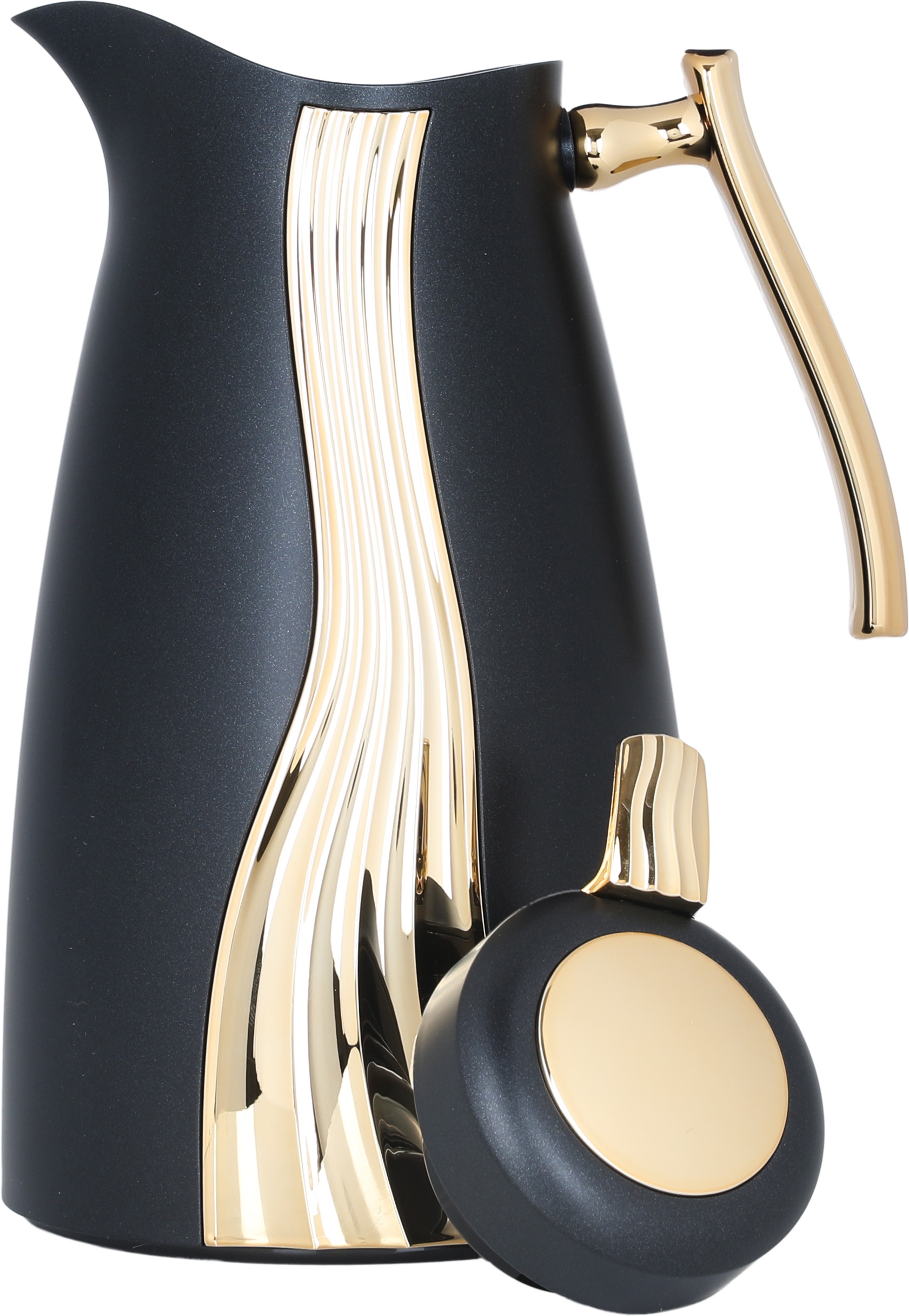 Al Saif Gallery Karma thermos set, 1 liter, 2 pieces, thermal glass inner shell, plastic outer shell - black product image 4