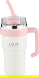كوب حافظ للحرارة ستانلس استيل شاها، 780 مل، غطاء اكريلك - أبيض وردي product image 1