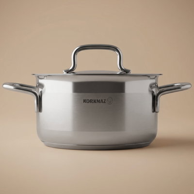 Korkmaz Alpha Stainless Steel Pot, 22 cm, 4 Liters - Silver product image 1