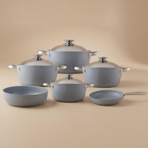 SAFLON Aluminum Cookware Set, 10 Pieces - Light Grey product image