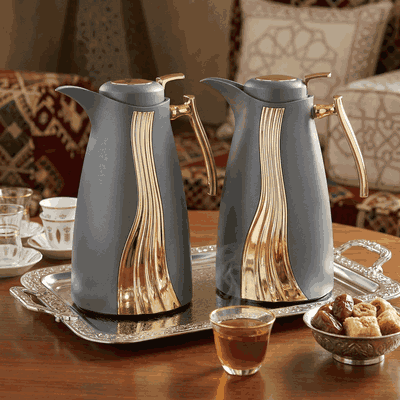 Karma Saif Gallery Thermos Set, 1/1 Liter, 2 Pieces, Inner Glass, Pressure Cooker - Dark Grey product image 2