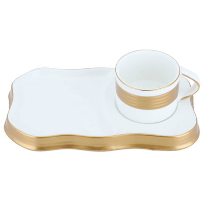 كوب قهوة مع صحن بورسلان السيف غاليري، قطعتين - ابيض ذهبي product image 2