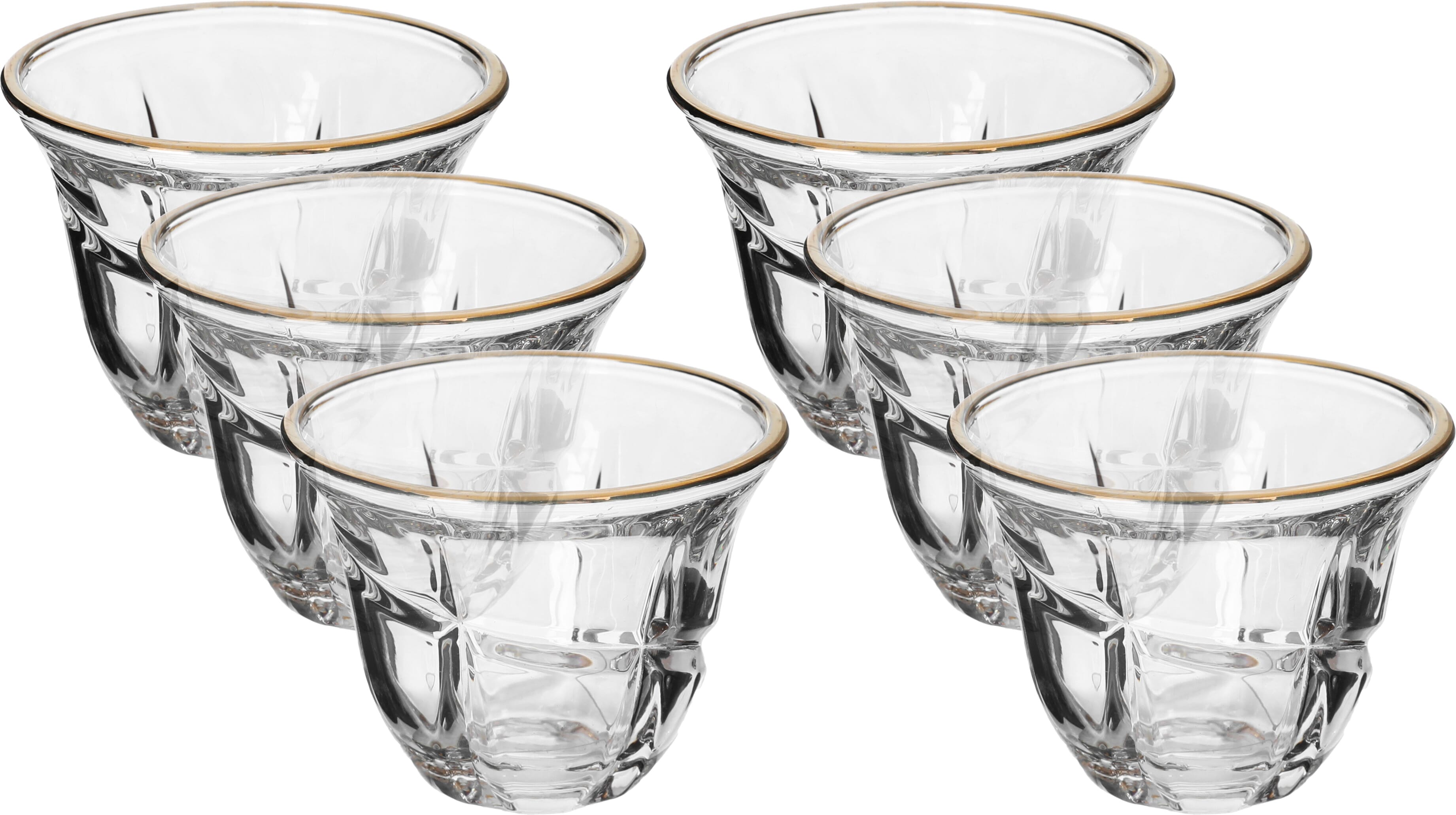 A set of Max coffee cups from Al Saif Gallery glass, 6 pieces, with golden font - transparent product image