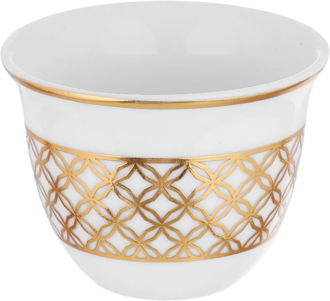 طقم فناجين قهوة عربي بورسلان السيف غاليري، نقش ذهبي، 12 قطعة - أبيض product image 2