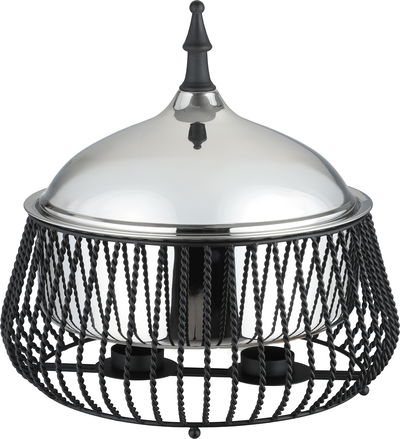 Al Saif Gallery Stainless Steel Indian Food Warmer, 34.5x34.5x35.5 cm, 3 Liter, Double Bowl, Base, Round - Black Silver product image 1