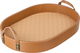 Al Saif Gallery wooden serving tray, 36.5x25.5x4.5 cm, oval, leather handle - beige brown product image 2