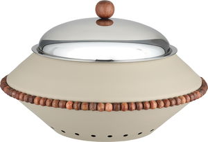 Al Saif Gallery Stainless Steel Indian Food Warmer, 44x44x28 cm, 3 Liter, Double Bowl, Base, Round - Silver Beige product image