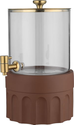 موزع مشروبات فخار السيف غاليري، 22x22x35 سم، وعاء زجاج، قاعدة فخار - بني product image 2