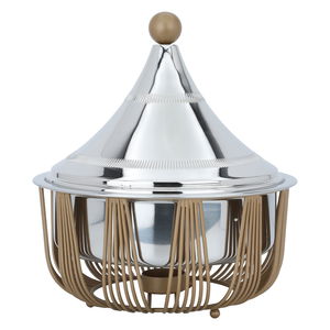 Al Saif Gallery Steel Food Heater, 24 x 24 x 24 cm, with base - silver copper product image
