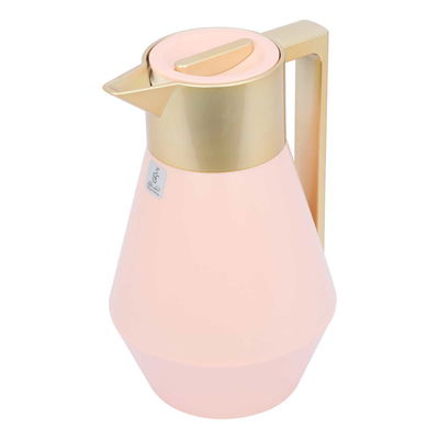 Everest Lydia Thermos, 1 liter, golden handle, thermal glass inner shell, plastic outer shell - pink product image 1