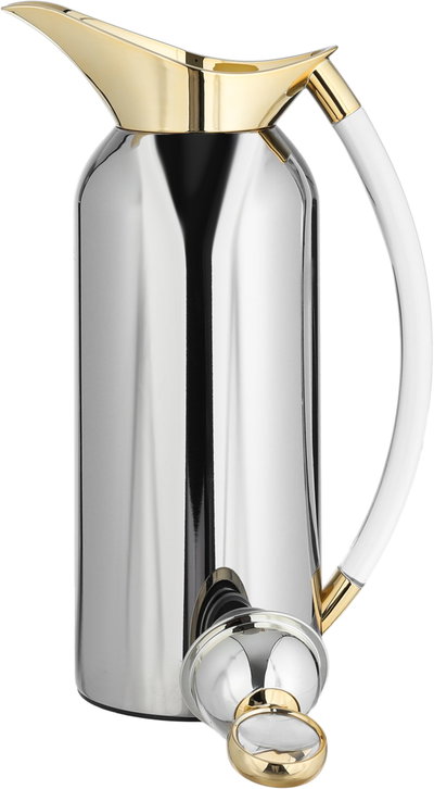Al Saif Gallery Al Thuraya Thermos Set, 2 Pieces, 1/1 Liter, glass interior, transparent handle, push-button lid - silver gold product image 10