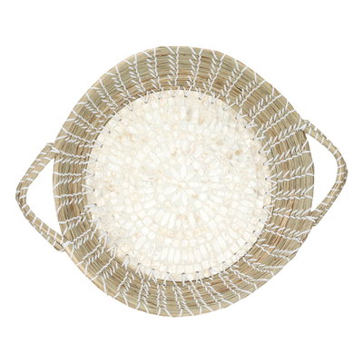 طوفرية تقديم خوص السيف غاليري، 40×40×8.6 سم، دائري - بيج أبيض product image 4