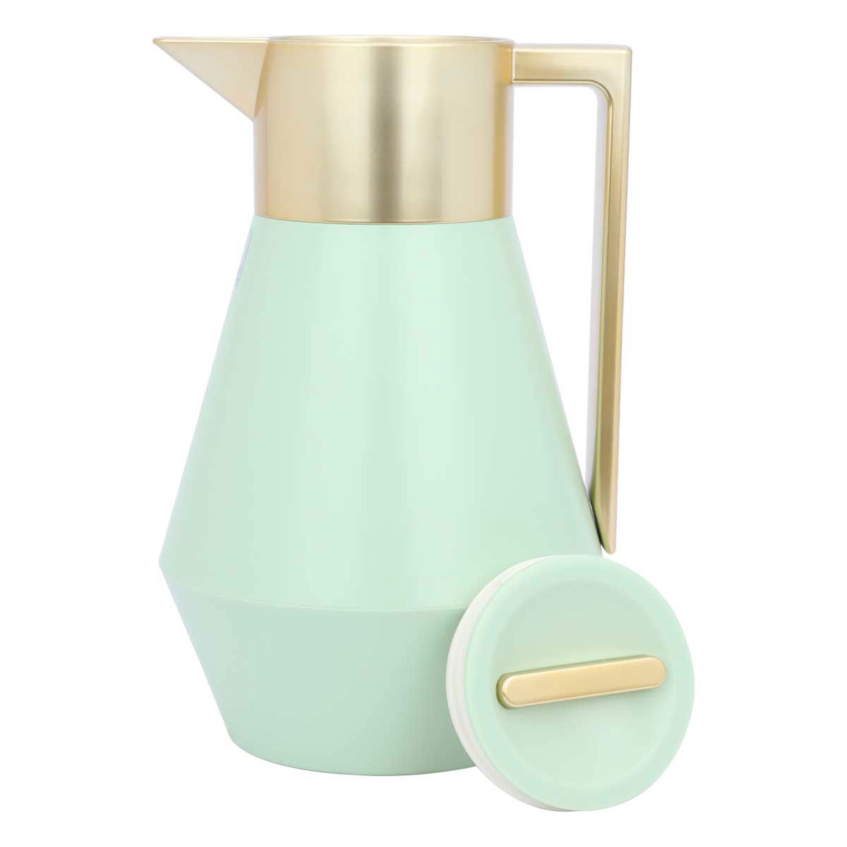 Everest Thermos, 1 liter, golden handle, thermal glass inner shell, plastic outer shell - light green product image 2