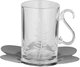 طقم فناجين وبيالات زجاج السيف غاليري، صحون استيل، 18 قطعة، 12 سم - شفاف product image 3